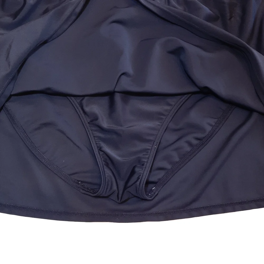 LIZ CLAIBORNE Swim Skirt Solid Black Plus Size w Tummy Control Panel